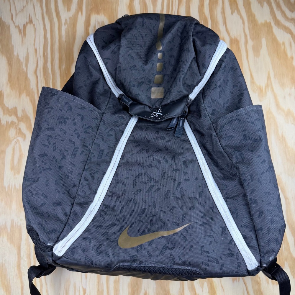 Nike Elite Hoops Pro Basketball Backpack Black Gold Quad Zip BA5259-010